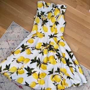 50s Style Grace Karin Lemon Printed Dress
